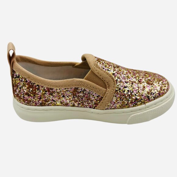 Toddler Girls' Madigan Rose Gold Glitter Sneakers Slip On Size 6 Cat & Jack New - Picture 3 of 5